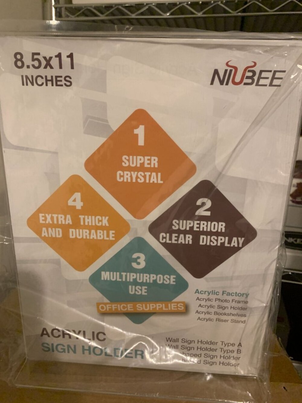 Acrylic Sign Holder 8.5x11 Inches By Nubee box of 12